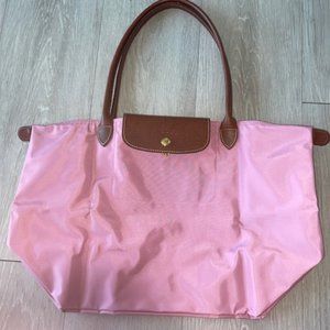 BRAND NEW Longchamp Le Pliage Shopping M Tote Bag Pink X Brown Foldable
